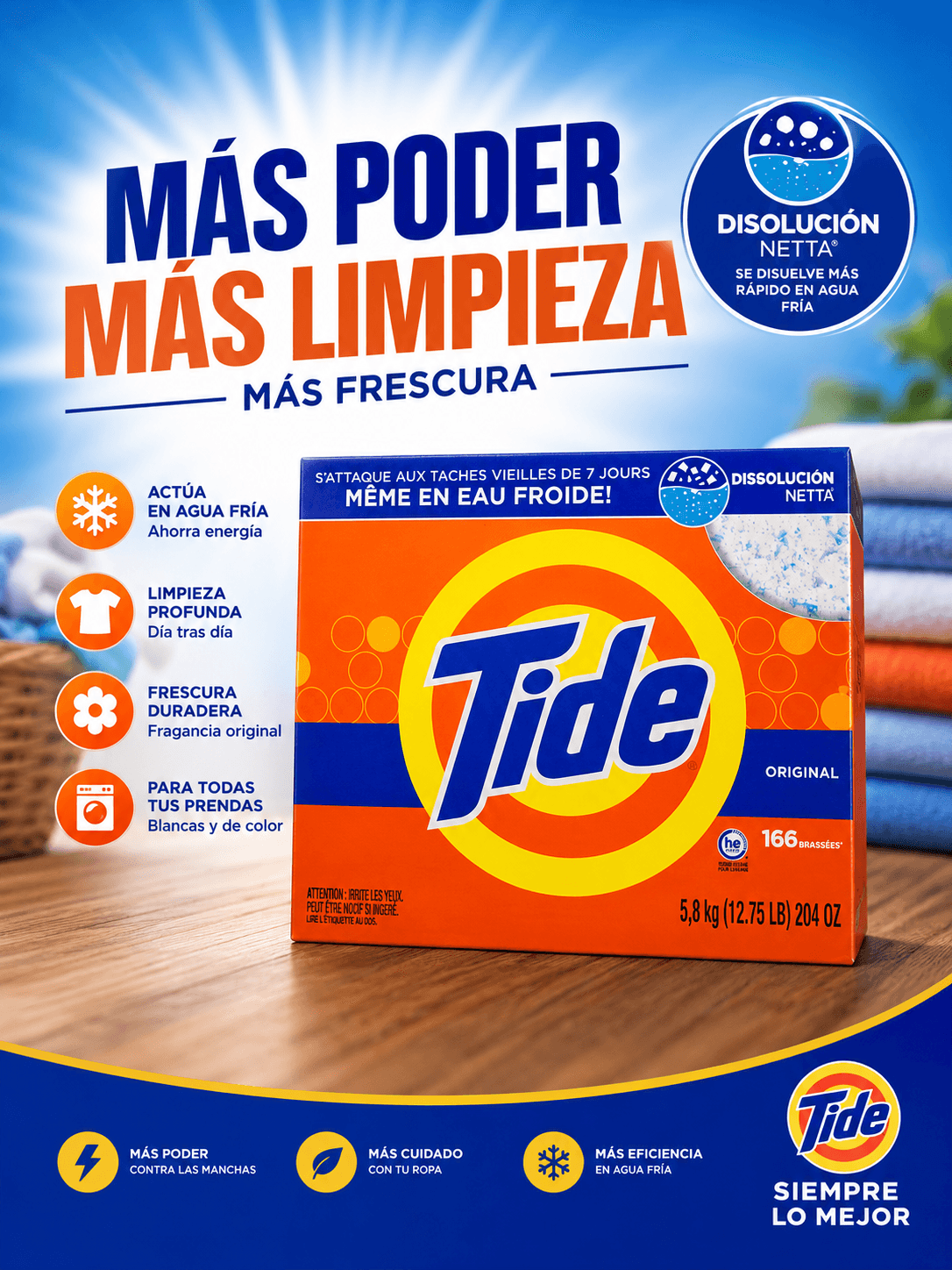 Detergente en Polvo Tide Original 5.8 kg