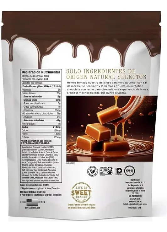 CHOCOLATES RELLENOS DE CARAMELO 484 G BEQUET CARAMEL