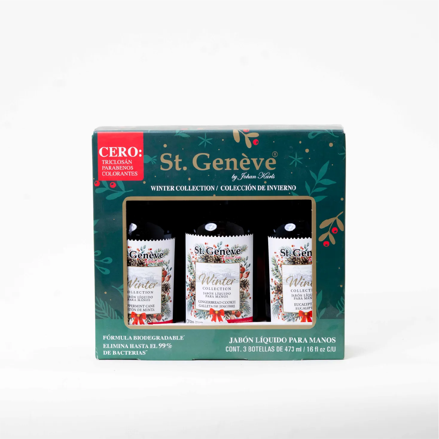 JABÓN LIQUIDO MANOS 3 PZS DE 473ML C/U ST GENEVE CHRISTMAS